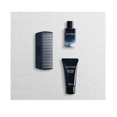 DIOR 3pc SAUVAGE Mini Travel Eau de Toilette Moisturizer Comb Dior