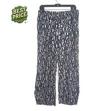Cupio Women's M Wide-Leg Pants   Blue White Abstract Print, Viscose