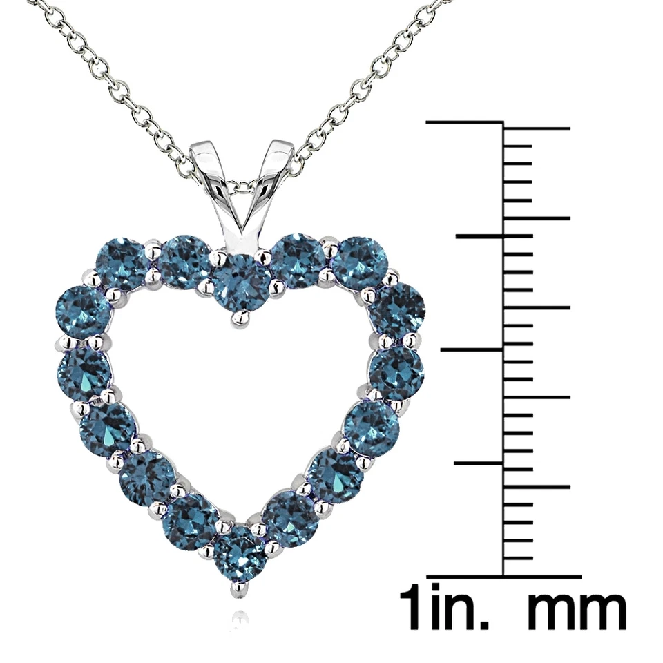 Ожерелье с открытым сердцем из стерлингового серебра 925 пробы 2 карата TGW London синий топаз - Изображение 3 из 3