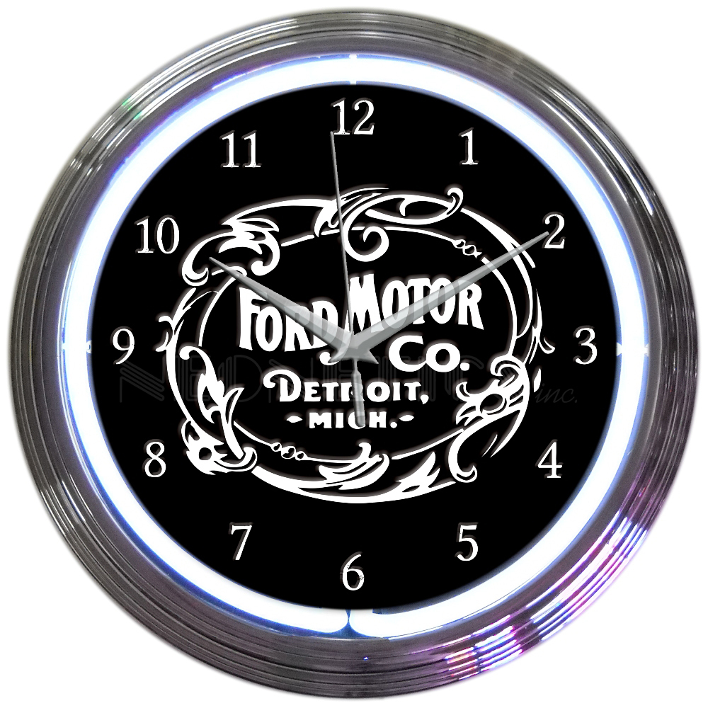 Ford Motor Company Neon clock sign 1903 Mustang F150 F-350 V