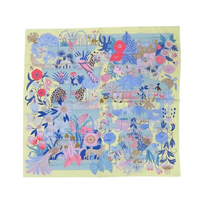 HERMES Precious Paradise Scarf 90 Scarves Silk Jaune Soufre