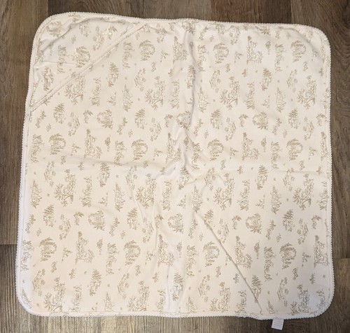 Infant Hooded Blanket Light Pink Tan Rabbits Picnic Garden Cotton 9 Mos. - Picture 6 of 9