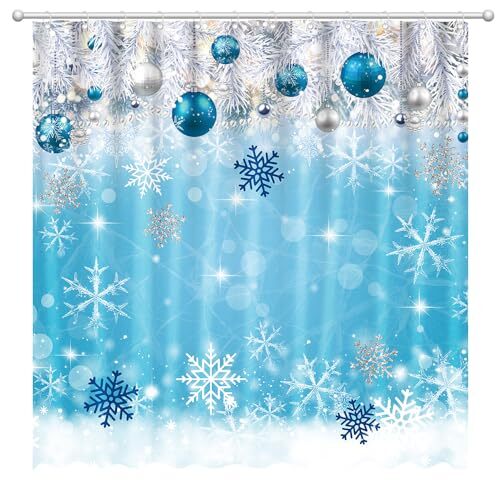 Christmas Winter Wonderland Shower Curtain 72" x 72" Winter Snowflakes Home - Picture 1 of 6