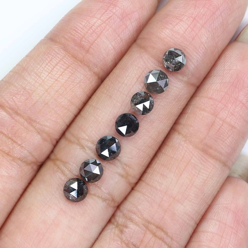 2.52 Ct Natural Loose Rose Cut Diamond 4.20 MM Salt And Pepper Diamond LQ2377 - Picture 3 of 8
