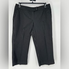 NEW YORK  CO BLACK PINSTRIPE CROP PANTS FLAT FRONT COMFY STRETCH, DRESS UP/DOWN