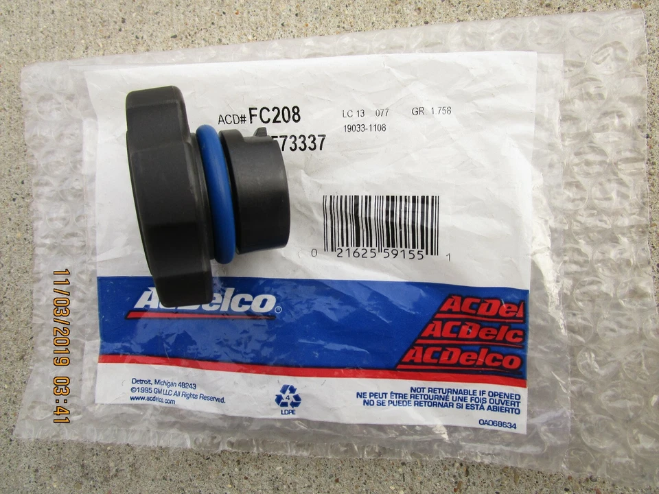 BUICK CADILLAC CHEVY 12573337 ACDELCO FC208 TAPA DE LÍQUIDO DE LLENADO DE ACEITE DE MOTOR OEM NUEVO Foto 2 de 3