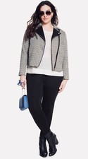 Eloquii Women’s Tweed Moto Jacket Nwt Sz 22 Pockets Fully Lined Black Multi
