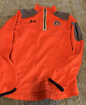 AUBURN TIGERS Under Armour 1/4 Zip Pullover SMALL Sweatshirt WAR EAGLE  Orange