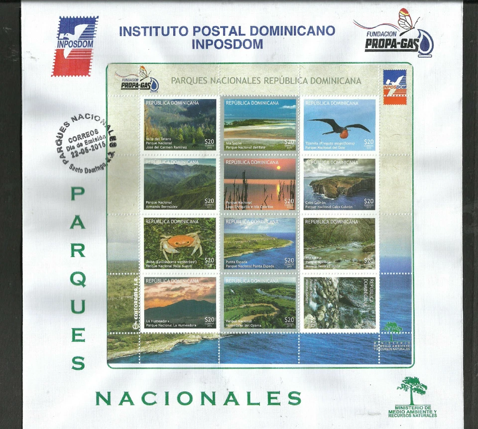 DOMINICAN REPUBLIC 2015, NATIONAL PARKS, 48 STAMPS FDC, VERY RARE! - Image 3 of 4