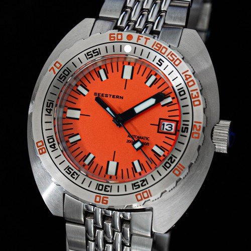 SEESTERN SUB300T, Orange, NH35, Sapphire, Lume, 200m Diver, Diving, BNIB - Picture 5 of 11