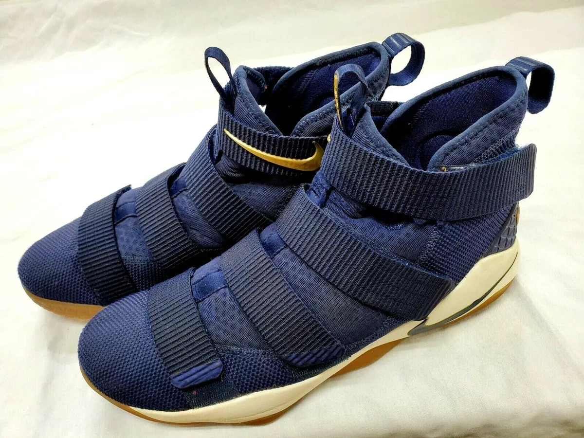 Nike Mens Dark Blue White Gold Lebron Soldier XI 897644 402 Shoes