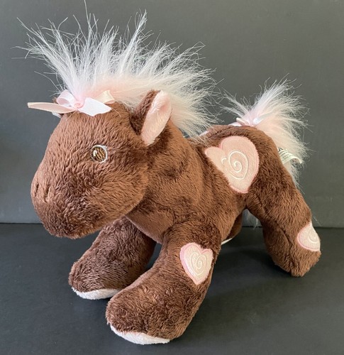 T.A.G. Pony Horse Plush Pink Heart Embroidered Peace Love Ponies 12" Stuffed Toy