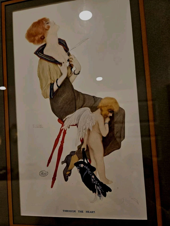 ORIGINAL ART DECO PRINT "THROUGH THE HEART" RAPHAEL KIRCHNER SCETCH NEW YORK - image 3 of 4