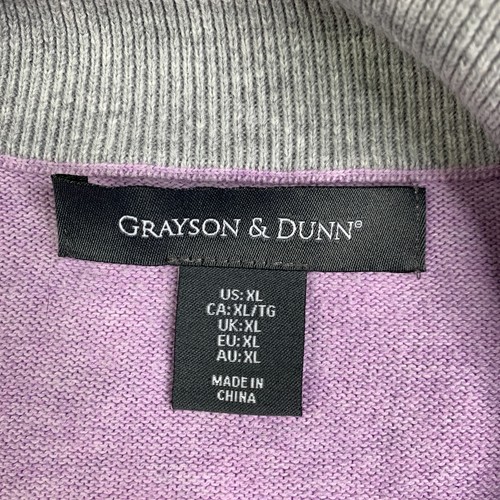 Grayson & Dunn Sweater XL Lavender 1/4 Zip Long Sleeve Pullover Knit Mens - Picture 5 of 12