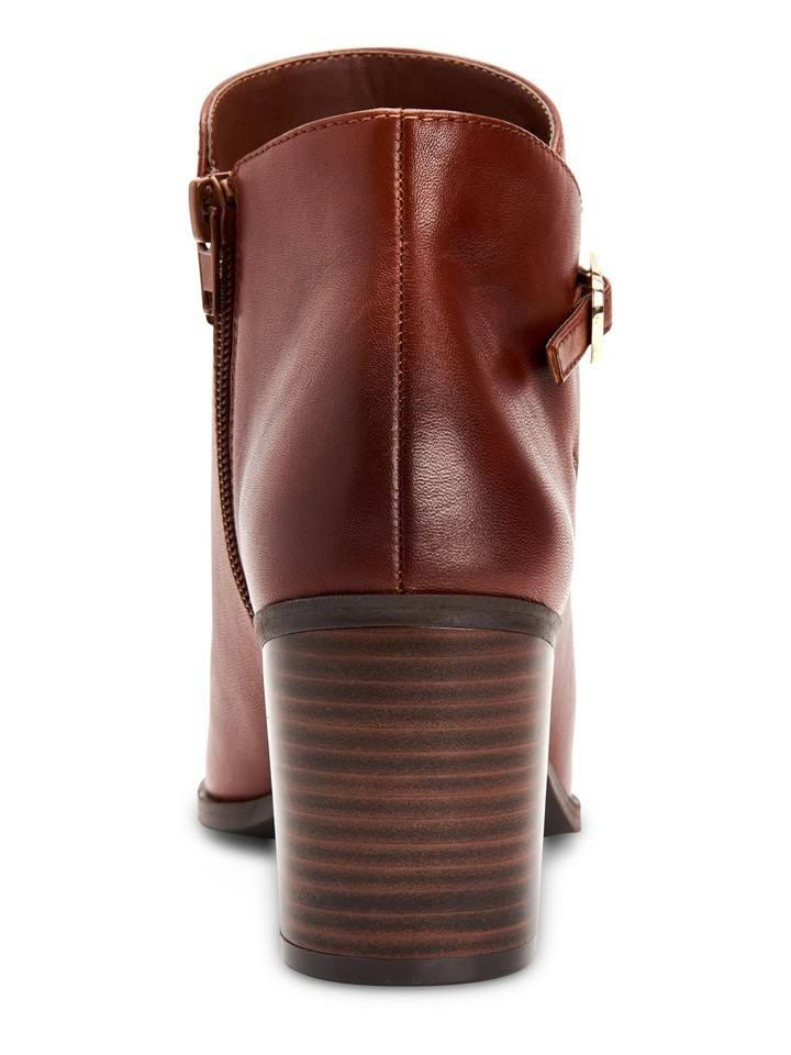 ALFANI Womens Brown Nadenne Almond Toe Block Heel ZipUp Leather