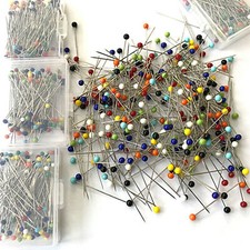1.4in Straight Pins Assorted Colour Glass Head Stud Hemming Dressmaking Sewing