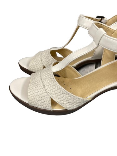Geox Annya Mid Sandals Block Heel T Strap White SZ 40 EU 10 US NIB - Picture 3 of 12