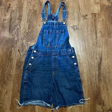 Gap Cutoff Overalls Women XS 30 Blue Jean Denim Dark Wash