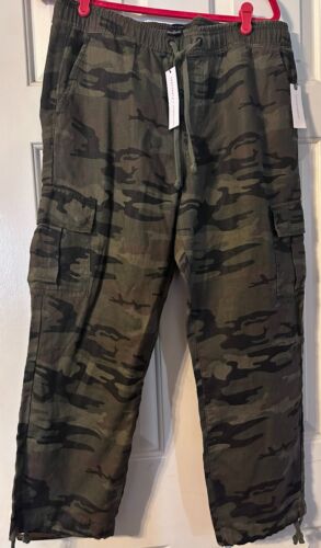 Sanctuary x Anthropologie Women's Sz XL Utility Camouflage Trouser Pant Linen