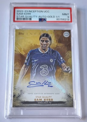 Sam Kerr 1/1 Auto Gold 2023 Topps UEFA Inception Chelsea FC PSA 9 