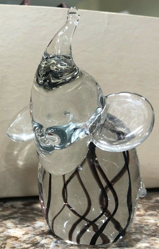 Vintage 4” ENESCO GLASS Swirl ELEPHANT Art Glass - Picture 3 of 12