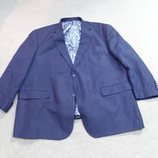 Oak Hill Blazer 50R 2XL Blue Linen Blend Sport Coat