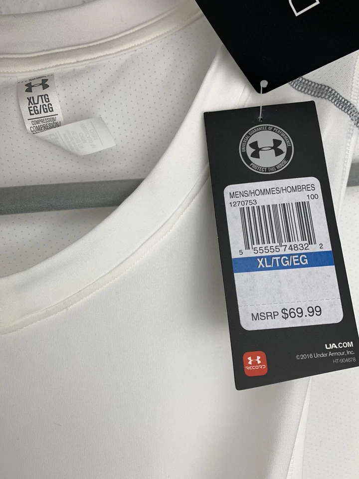 Under Armor Impact Compression Tank White Size XL 1270753 D30 Football New $69 - Image 3 of 4