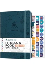 Clever Fox Fitness & Food Journal, Diet & Wellness Planner Tracker A5 Dark Teal