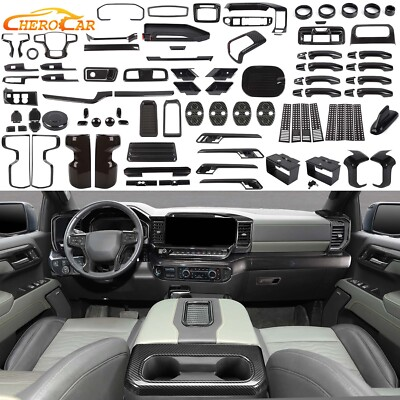 #ad Interior Decor Cover Trim Accessories Full Kit For Chevy Silverado 22Carbon Fib $117.99
