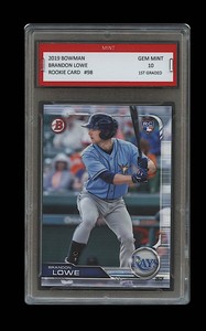 BRANDON-LOWE-2019-19-BOWMAN-Topps-1ST-GRADED-10-ROOKIE-CARD-RC-TAMPA-BAY-RAYS