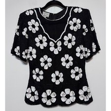 Stenay Vintage Sequin Top Size Small 100 Silk Beaded Evening 80s Luxury Glamour