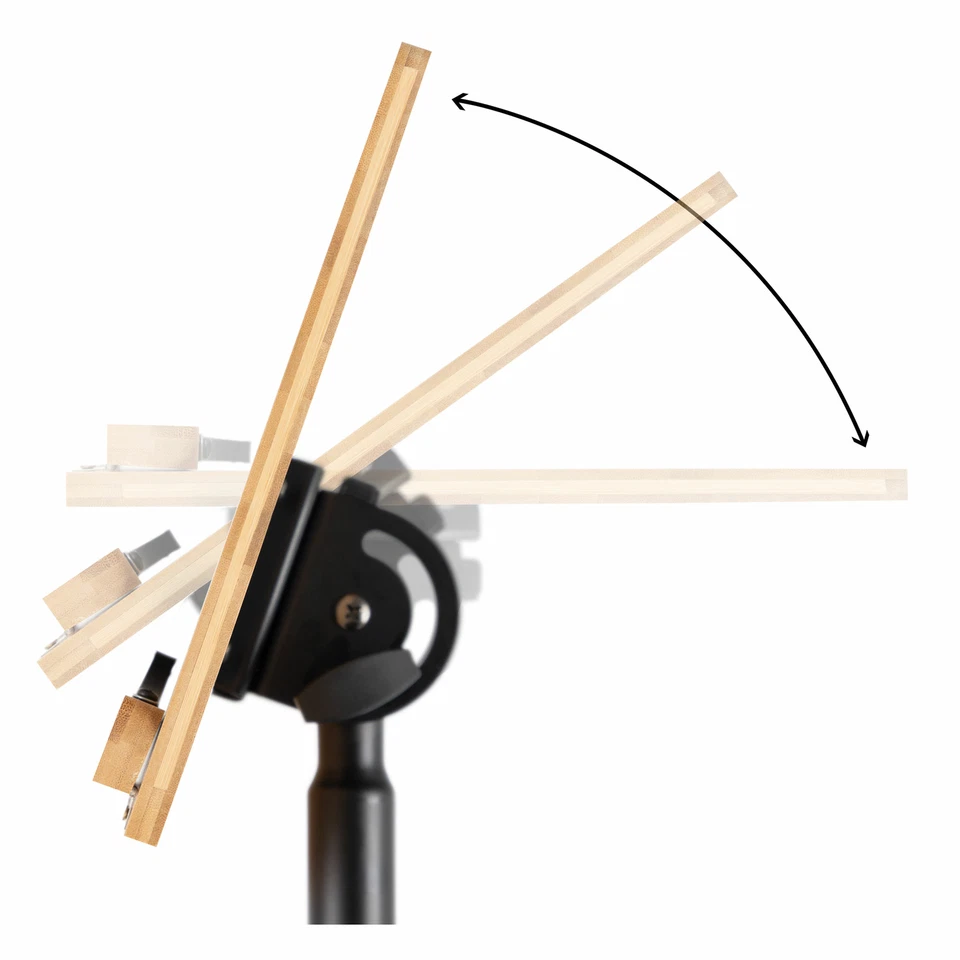 Spartito musicale leggio spartiti bambù legno metallo nero stabile morsetto grande - Immagine 2 di 4