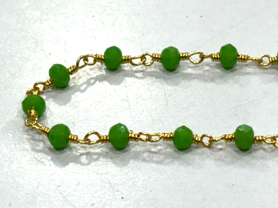 CUENTAS CHRSOPRASE HDRO RONDELLE FACETADAS 3-4 MM MM CHAPADAS EN ORO 60 PULGADAS Foto 2 de 4