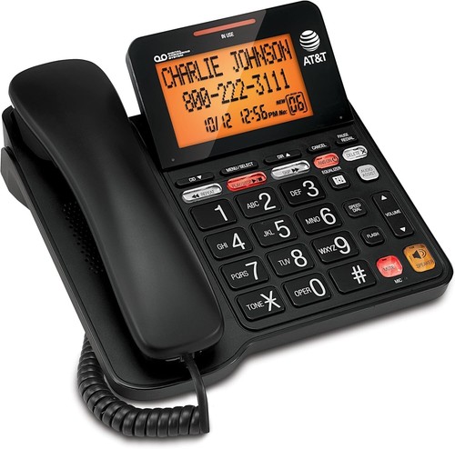 Téléphone filaire fiable avec identification de l'appelant et réponse numérique 25 min - Noir - Photo 6/6
