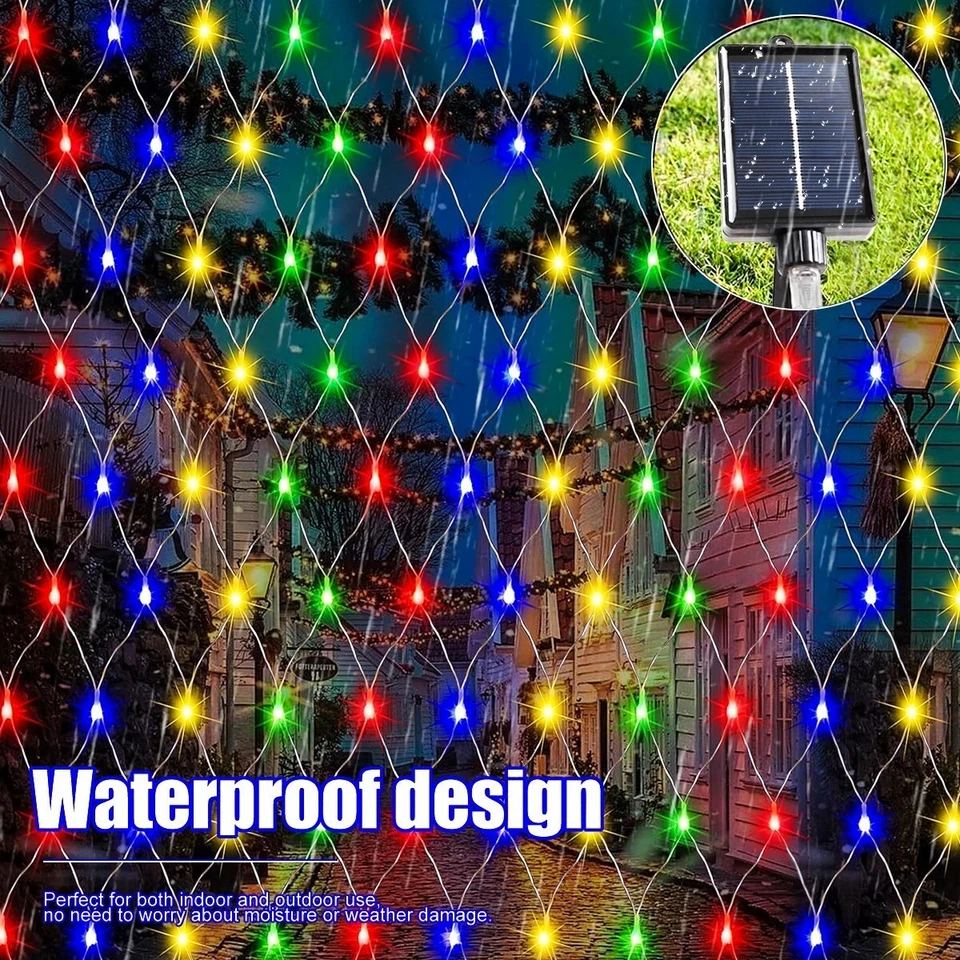 9.8*6.6Ft Solar Lights Net Waterproof 8 Lighting ModesOutside Garden Twinkle - Image 4 of 4