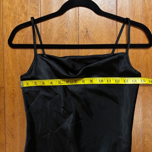 VTG Bebe Women Y2K Slip Dress Size XS Black Satin Cowl Neck Whimsigoth Grunge - Picture 11 of 11