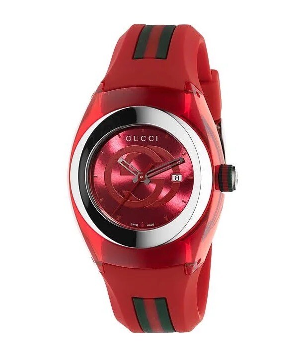 GUCCI36MM Stainless Steel & Rubber Strap Watch Red/Green Unisex