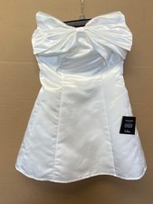 Lulus Precious Present White Satin Strapless Bow Mini Dress M Formal Cocktail