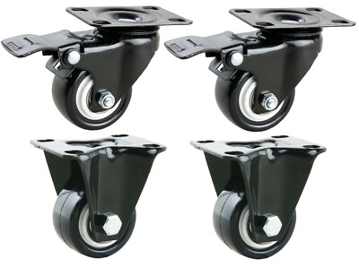gebremst 4x Lenkrollen + Bockrollen 45kg Schwerlastrollen Rollen Ø40mm J W2128