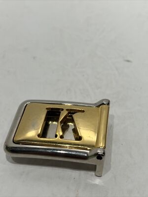 VTG pat pending Initial K Monogram Two Tone Gold silver Belt  display picture 3