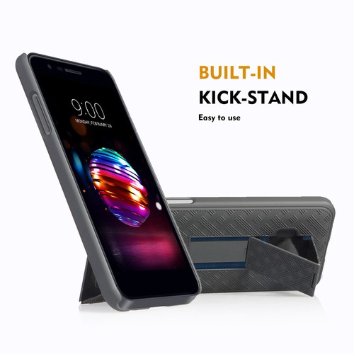 For LG K10 2018, K30, MS425, X410 Slim Shell Holster Combo Case with Belt Clip - Picture 5 of 8