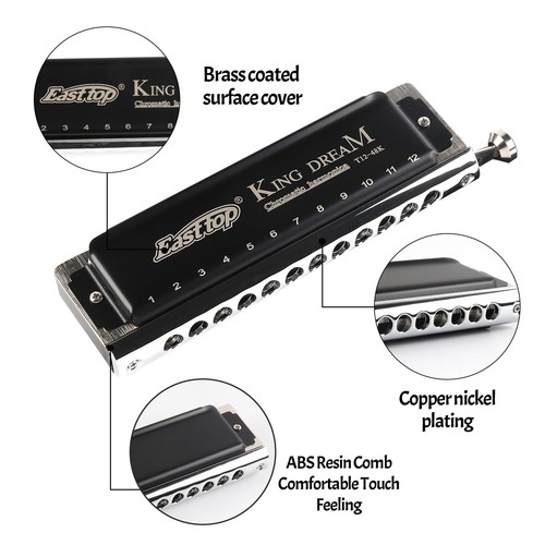 EASTTOP T12-48K Chromatic Harmonica Key of C 12Hole 48Tone Professional Mouth US - Picture 3 of 6