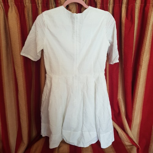 Abito donna Gap bianco Broderie Anglaise cotone aderente e svasato foderato taglia 8 ottime condizioni - Foto 4 di 6