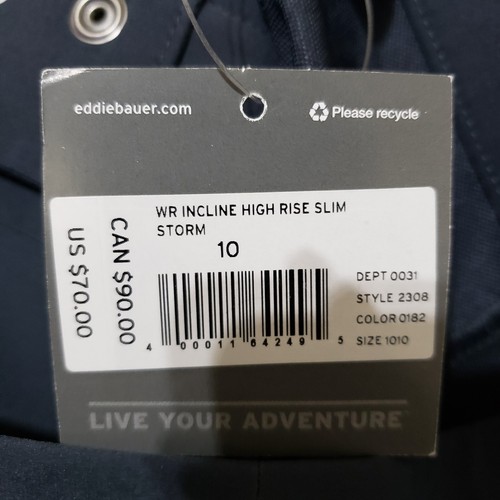 Eddie Bauer Pants 10 Women Incline High Rise Slim Travex Storm Hiking UPF50+ - Picture 6 of 16