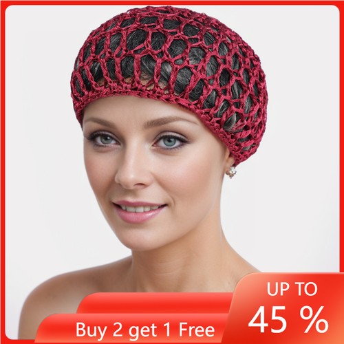 Gorra de ganchillo de malla para mujer con red para cabello turbante cubierta nocturna gorros envoltura para la cabeza sombrero para rebotar - Imagen 1 de 27
