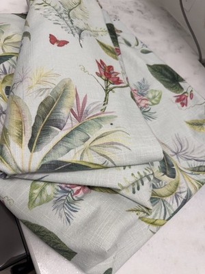 Pottery Barn ~LIA PALM TROPICAL~ KING DUVET COVER ~HIBISCUS~ Bari BUTTERFLY VHTF
