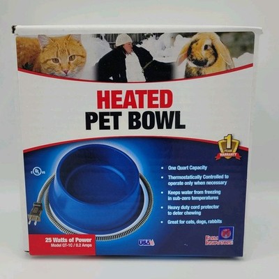 Farm Innovators Heated Pet Bowl 1 Quart Anti Chew Cord Dog Cat Water NEW