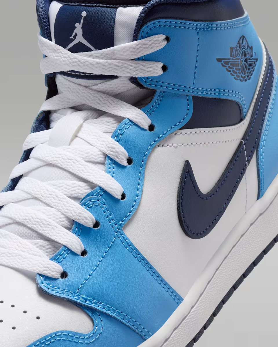 Jordan 1 Mid University Blue White Sail Midnight Navy Men's | Size