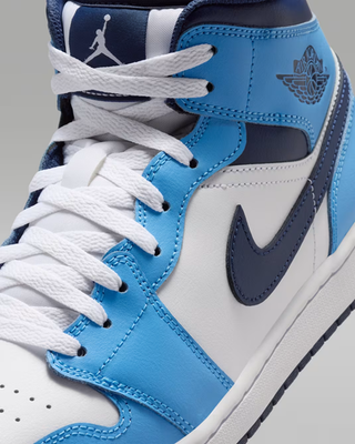 Jordan 1 Mid University Blue White Sail Midnight Navy Men's | Size