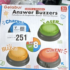 Gelabur Answer Buzzers Set of 8 Multicolor Lights  Sounds for Ages 3 and Up